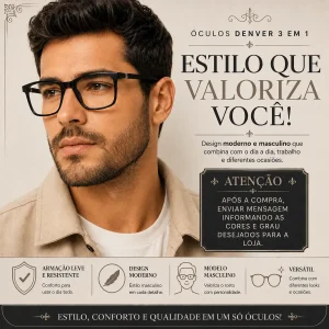 Óculos de Grau Denver 3 em 1 Masculino