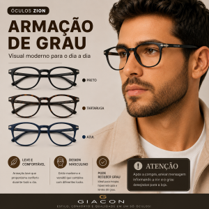 Óculos de Grau Masculino Zion Redondo